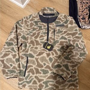 BURLEBO Men's Zip Up Camouflage Sweater